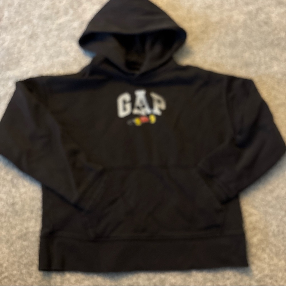 GAP Kids Grey Hoodie with Navy Blue “GAP” Logo - Size Youth L